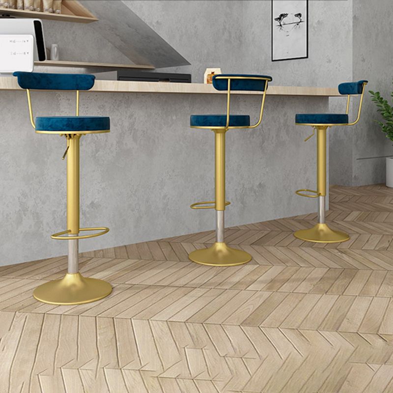 Glam Liftable Backrest Counter Stool Steel Kitchen Bar Stool with Cushion and Pedal