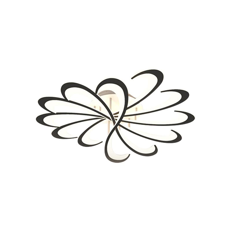 Metallic Floral Flush Mount Light Modern Black/White LED Ceiling Mounted Fixture in Warm/White Light, 31.5"/39" W