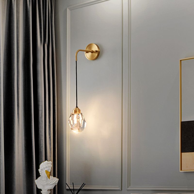 Contemporary Wall Sconce Crystal and Brass Sconce Lighting for Hallway