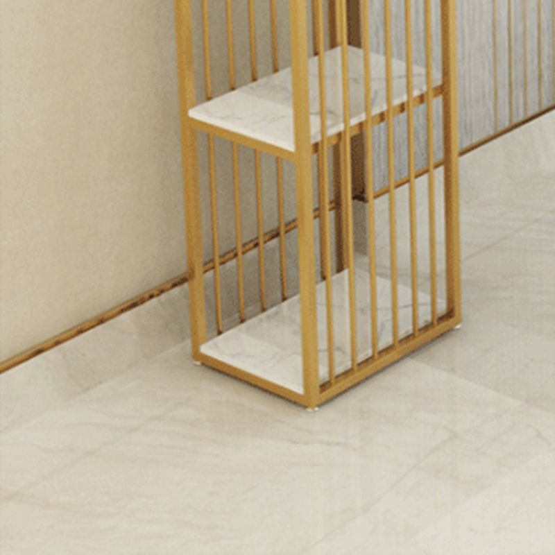 Modern Bar-height Table Faux Marble Top Bistro Pub Table with 2 Shelves