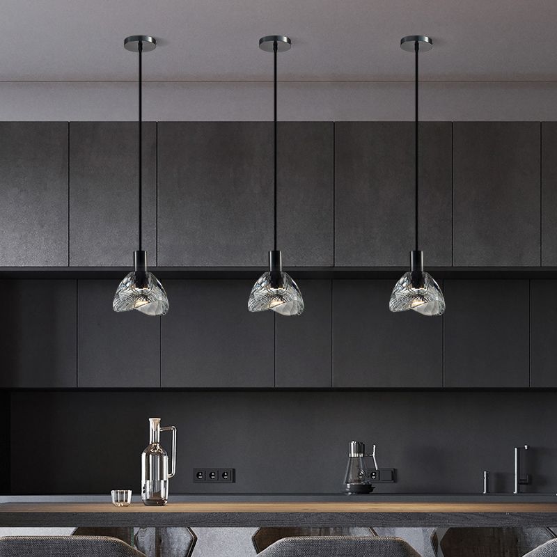 Pendre en cristal noir en cuivre de style luxe moderne lampe à suspension géométrique pour chambre à coucher