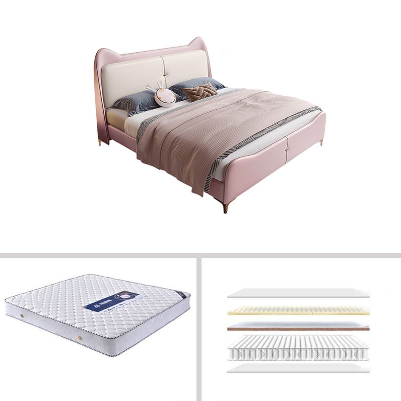 49.6" Tall Wood and Upholstered Wingback Bed Contemporary Standard Bed