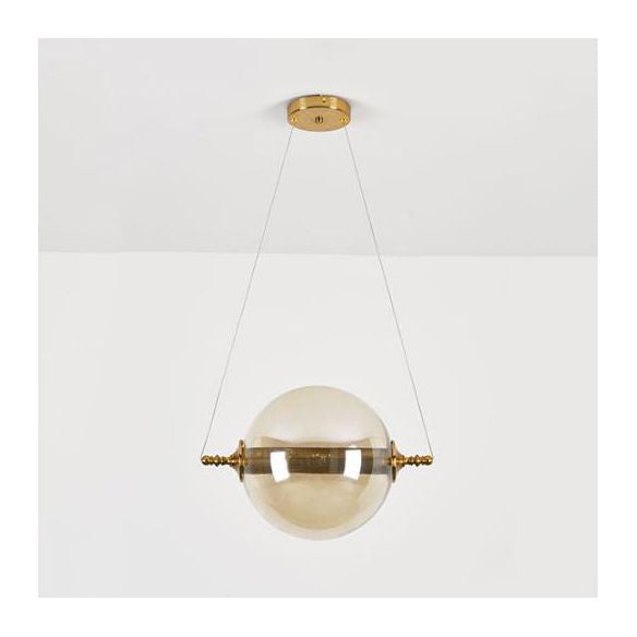 Ball hanglampverlichting postmodernistisch barnsteen/rook/bruin glas 1 licht slaapkamer led plafond opgehangen armatuur