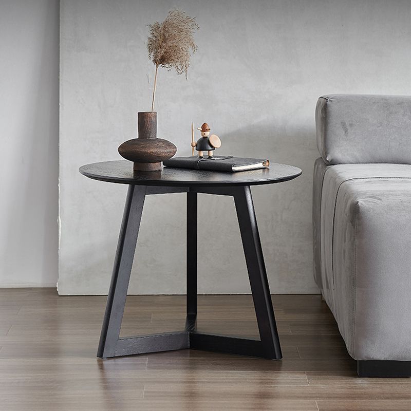 Scandinavian Solid Wood Round Top Side Table 19.6-inch 3 Legs End Table
