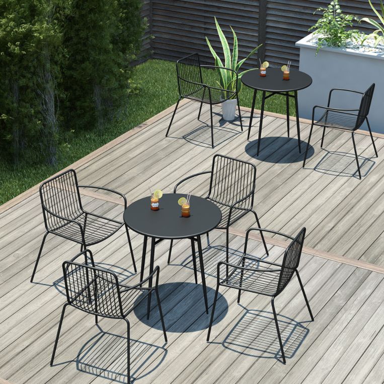 Modern Round Dining Table Set 1/3/5 Pcs Metal Outdoor Dining Set