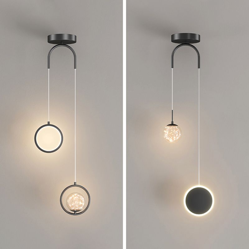 Kugelförmige Form des zeitgenössischen Stils Anhänger Lichter Metall 2 hängende Lampen