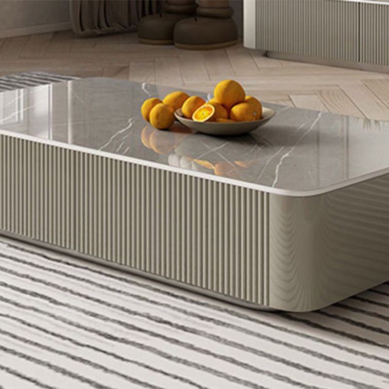Pedestal Glam Coffee Table Rectangle Slate Single Coffee Table with Drawer