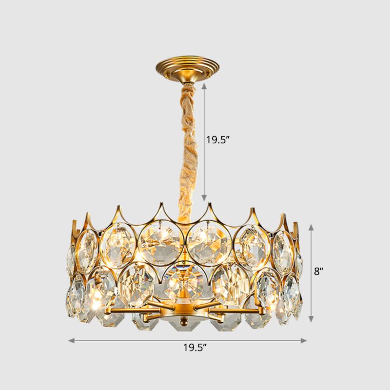 Beveled Cut Crystal Bead Hanging Lamp Postmodern Style Chandelier Pendant Light for Living Room