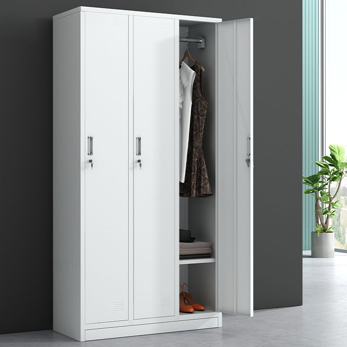 White Metal Cabinet for Bathroom Contemporary Storage Cabinet with Hinged Door