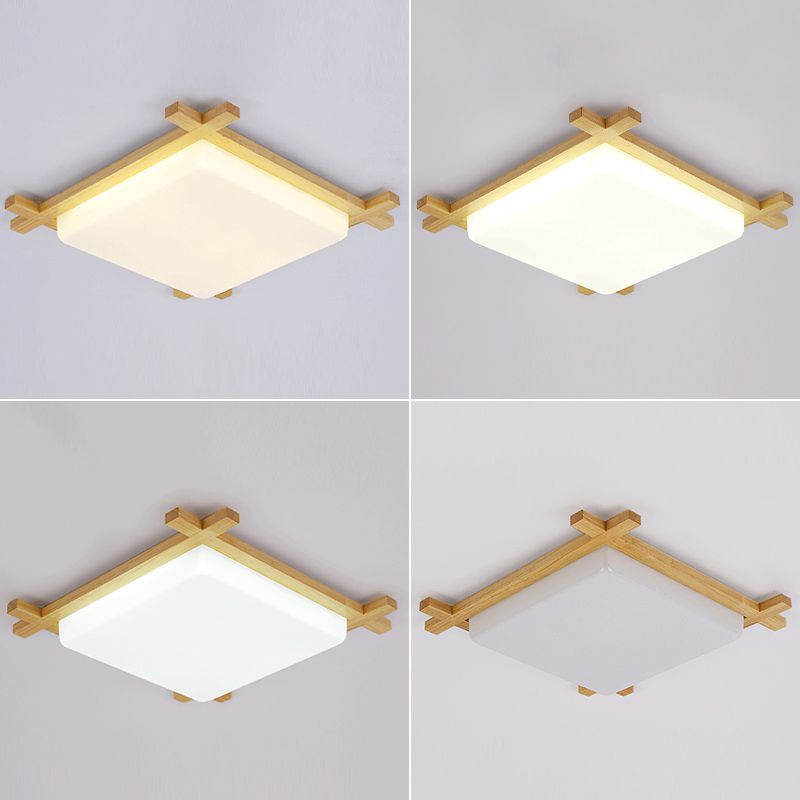 Square Flush Light Fixtures Simplicity Wood Ceiling Light Fixtures for Bedroom