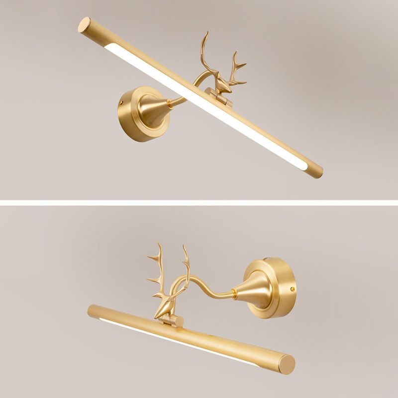 Postmodern Antlers Wall Sconce Gold One-Blub Metal Wall Mounted Lamps for Bathroom