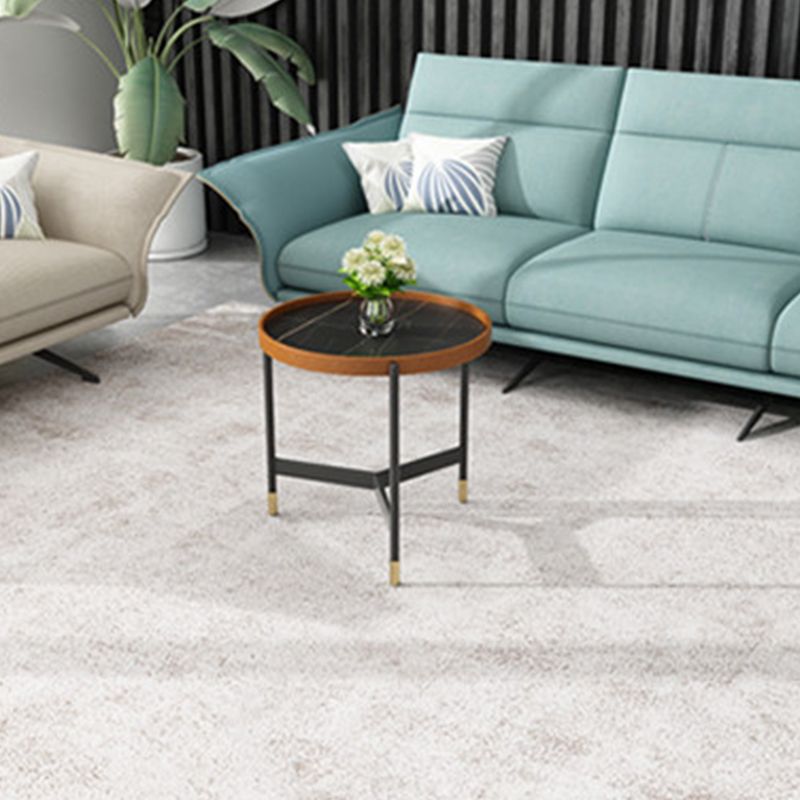 Modern Tray Top 3 Legs Coffee Table Slate and Steel Round Table