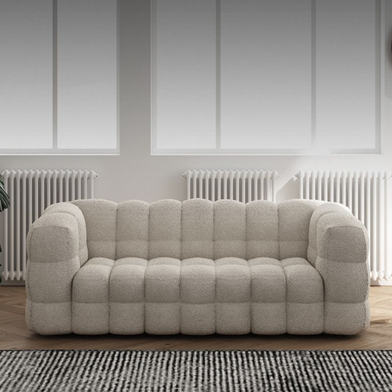White Biscuit Back Sofa Stain Resistant Modern Tuxedo Arm Sofa
