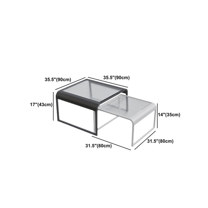 Glass Top Cocktail Table Square Open Shelf Minimalist Coffee Table