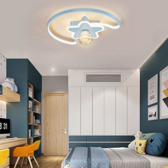 Style contemporain DEL Metal LED Flush Light Fixture Star Ceiling Flush Mount for Bedroom
