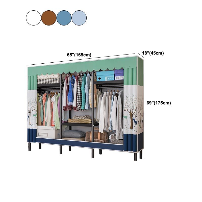 Contemporary Style Wardrobe Armoire Steel Wardrobe Closet with Legs