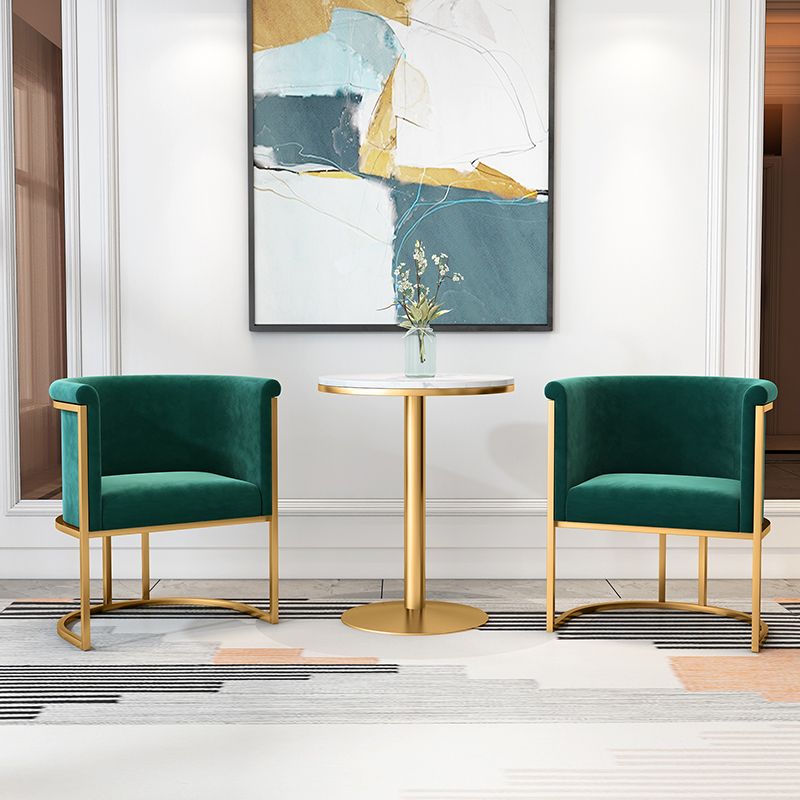 Parsons Velvet Arm Chair Velvet Gold Base Dining Chair for Dining Room