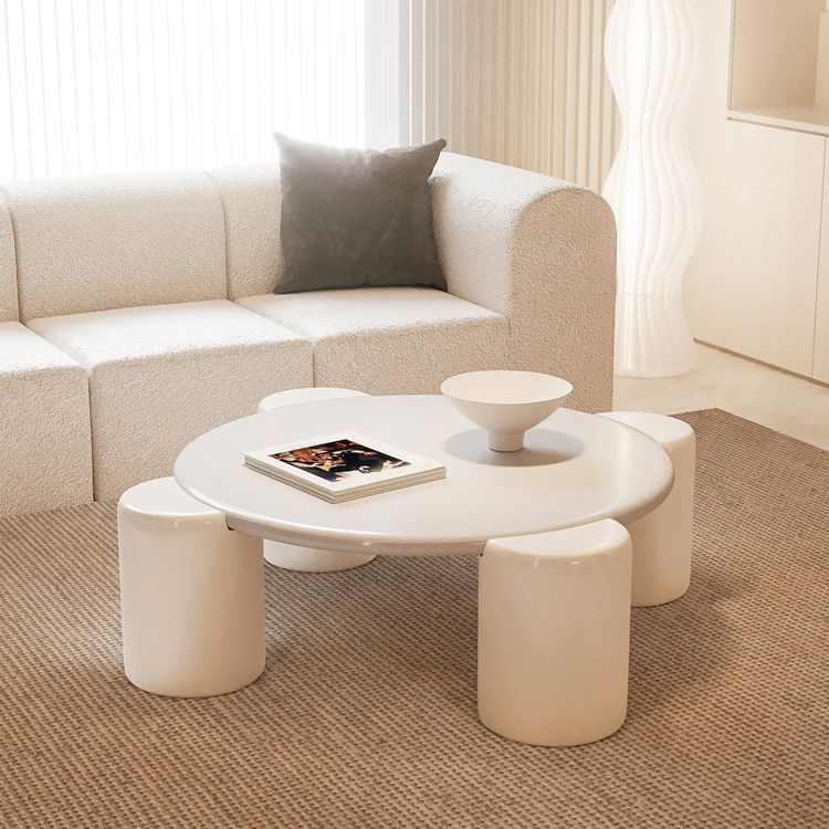 Modern Round Solid Wood Coffee Table with 4 Legs Coffee Or End Table