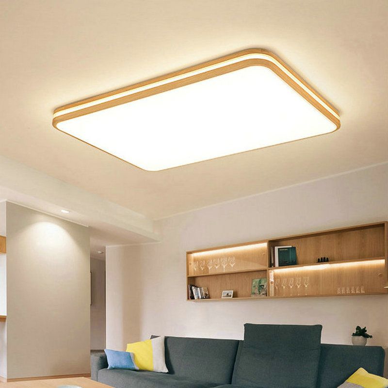 Luminaire encastré en bois rectangulaire, plafonnier LED de Style moderne