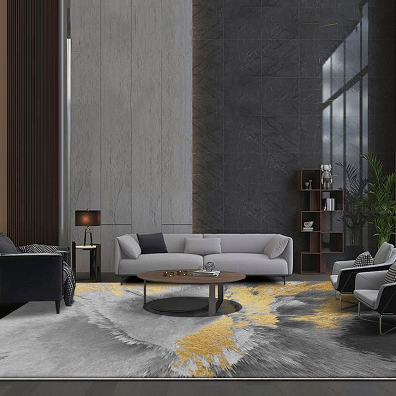 Reclaimed Splash Ink Carpet Polyester Indoor Carpet Stain Resistant Area Rug for Living Room