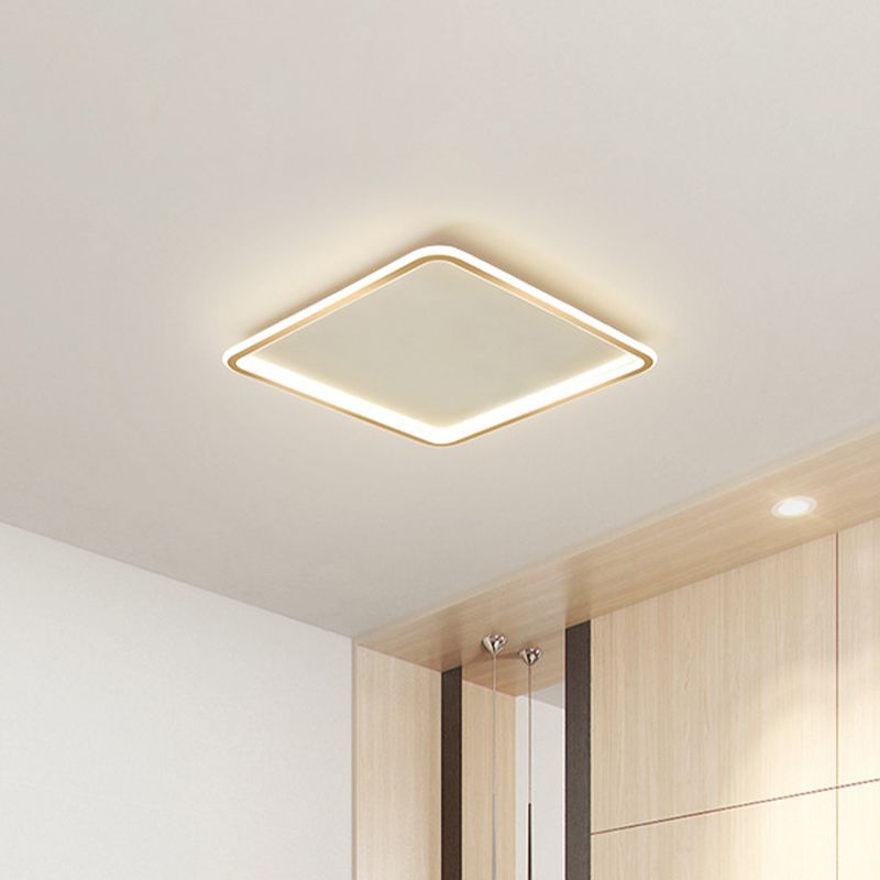 Lámpara de techo cuadrada extrafina dorada, luz LED empotrada de acrílico minimalista en luz blanca/cálida, 16"/19,5"/23,5" de ancho