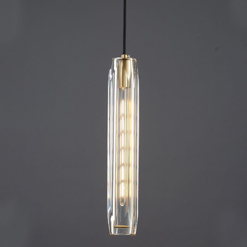 Crystal cilindrisch hanger licht in moderne luxe stijl koperen hangende lamp voor slaapkamer