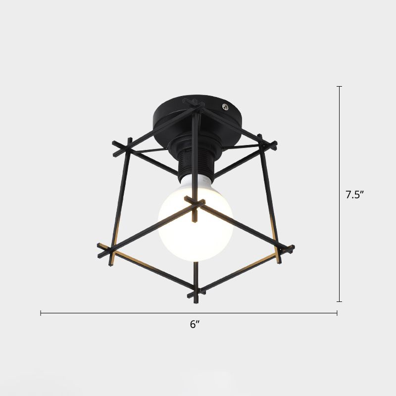 Lámpara de techo incorporada de pequeño Canal de jaula, lámpara de techo negra de metal industrial