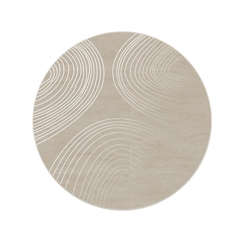 Grey Living Room Area Carpet Stripe Print Polyester Area Rug Anti-Slip Easy Care Rug