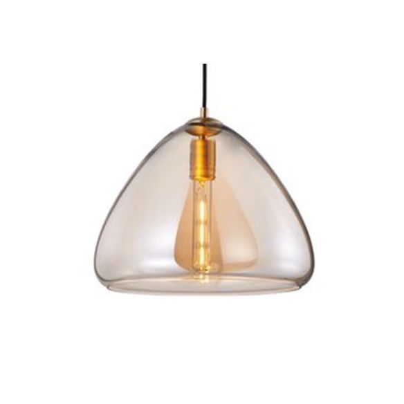 8.5"/10" Wide Cone Living Room Pendant Lamp Amber/Smoky Glass 1 Light Post-Modern Hanging Ceiling Light