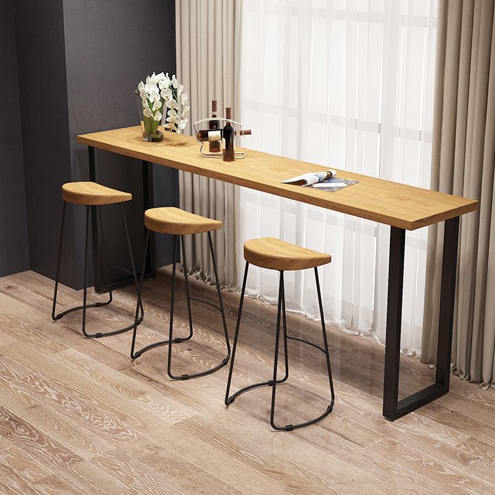 Modern 1/4/7 Pieces Bar Table Set Rectangle Pine Wood Counter Table with Stools for Cafe
