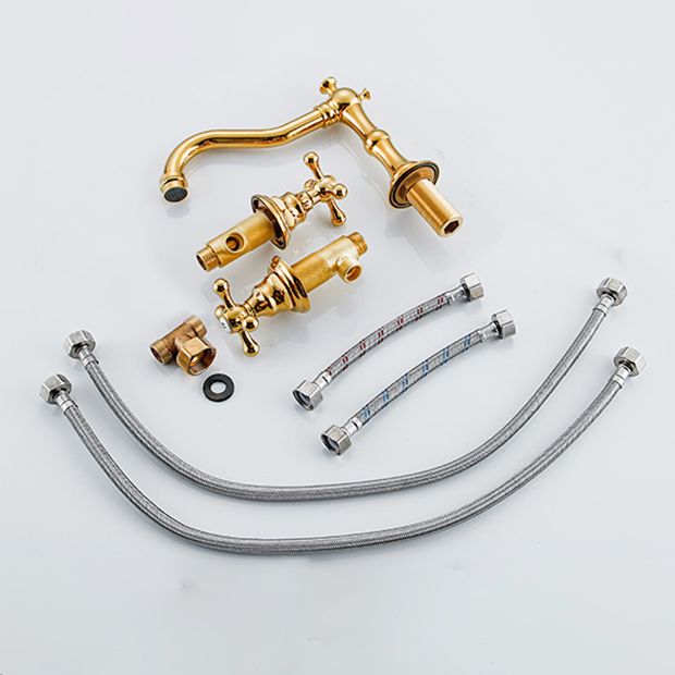 Industrial Wide Spread Bathroom Faucet 2 Cross Handles Lavatory Faucet