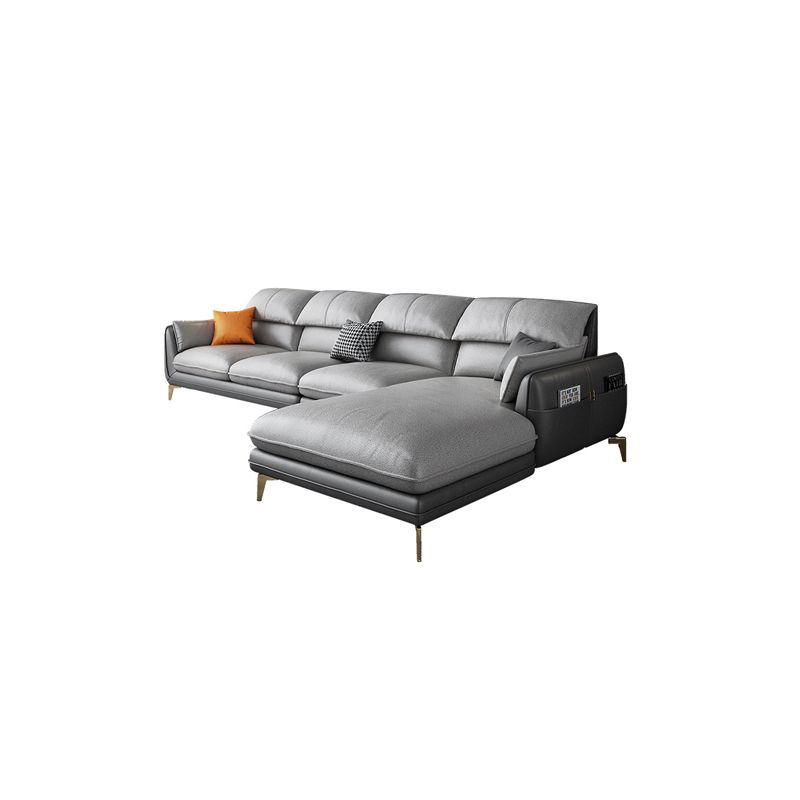 Scandinavian Right Hand Facing Sectional Fabric Sofa and Chaise with Storage