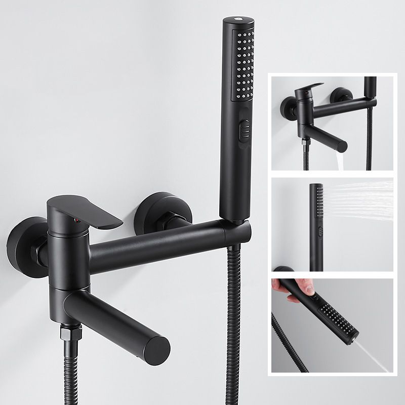 Wall Mounted Metal Tub Filler Single Handle Swivel Tub Faucet Trim