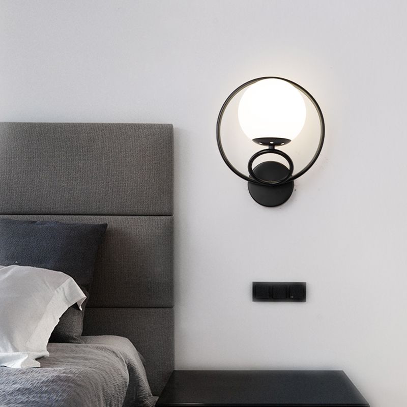 Modern Wall Mount Lamp 1-Light Spherical with Glass Shade for Bedroom