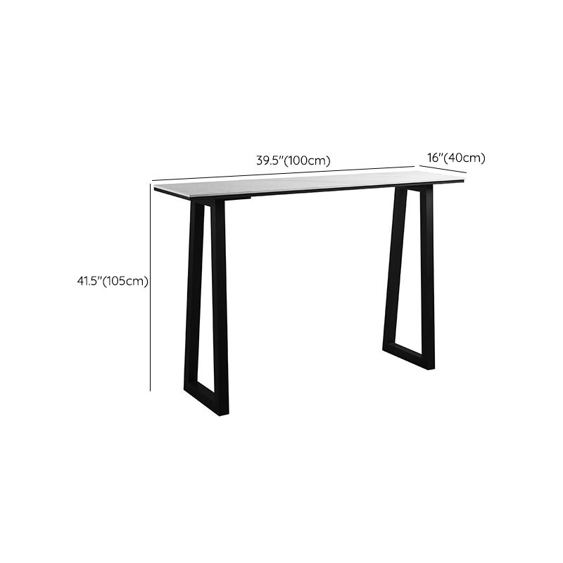 Rectangle Bar Table Sintered Stone Dining Table with Metal Base for Kitchen