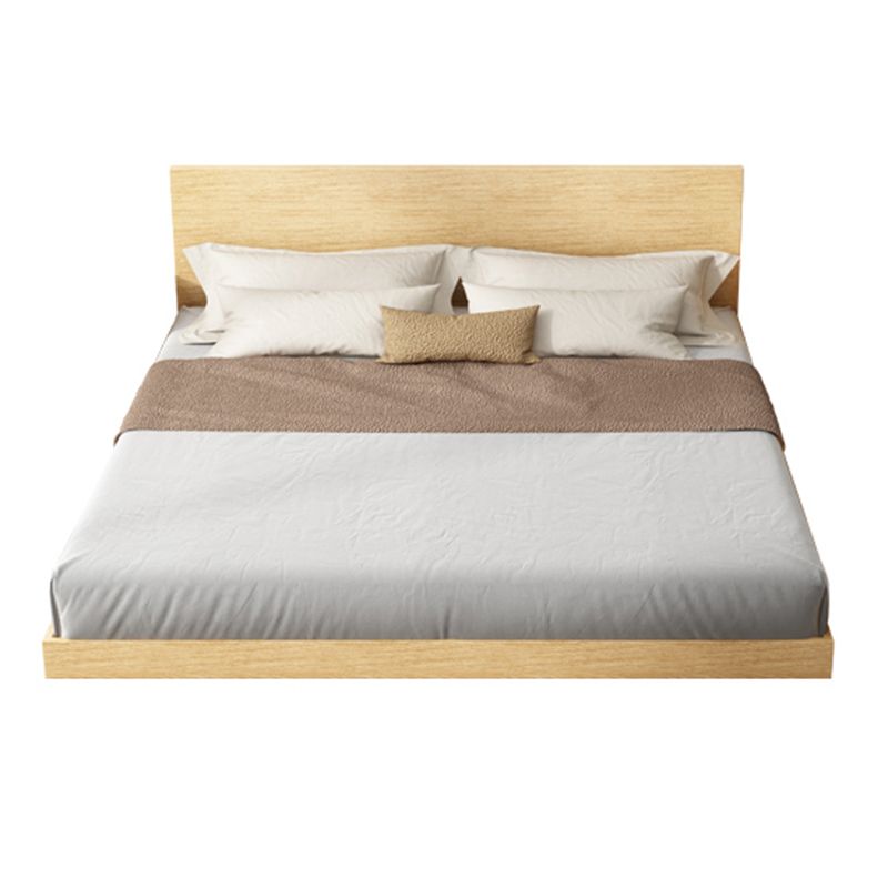 Wood Platform Bed Frame Natural Platform Bed with Rectangular Headboard