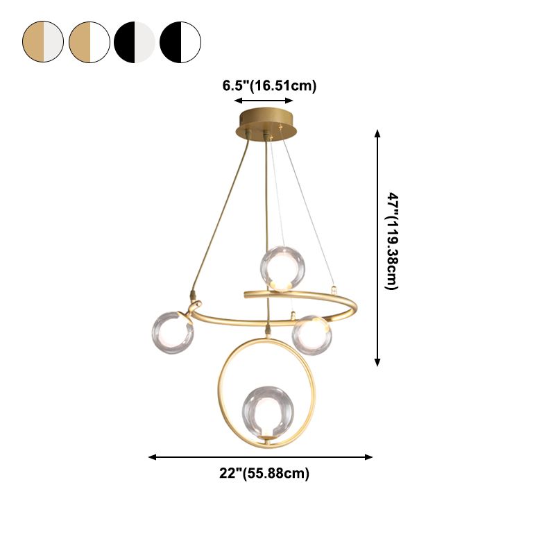 Glass Globe Pendant Light in Modern Creative Style Lacquered Iron Chandelier for Dining Room