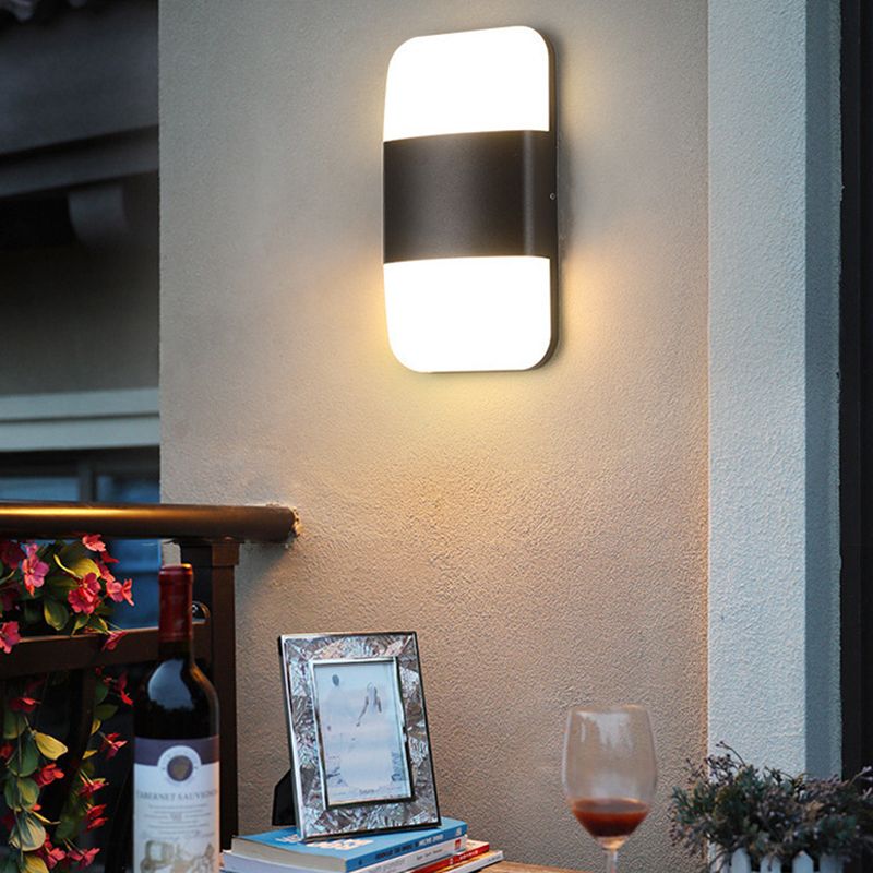 Zwarte rechthoek SCONCE LICHT Modernisme Led metalen wandverlichtingsarmatuur in warm/wit licht