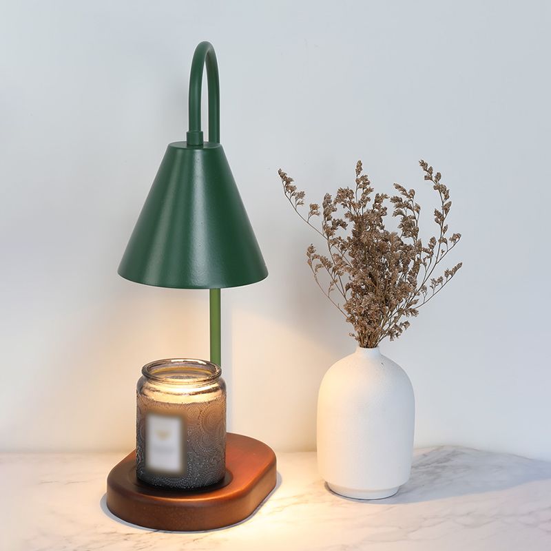 Nordic Style Metall Tischlampe Aromatherapie Schmelzen Wachs Schreibtischlampe mit Holz für Schlafzimmer