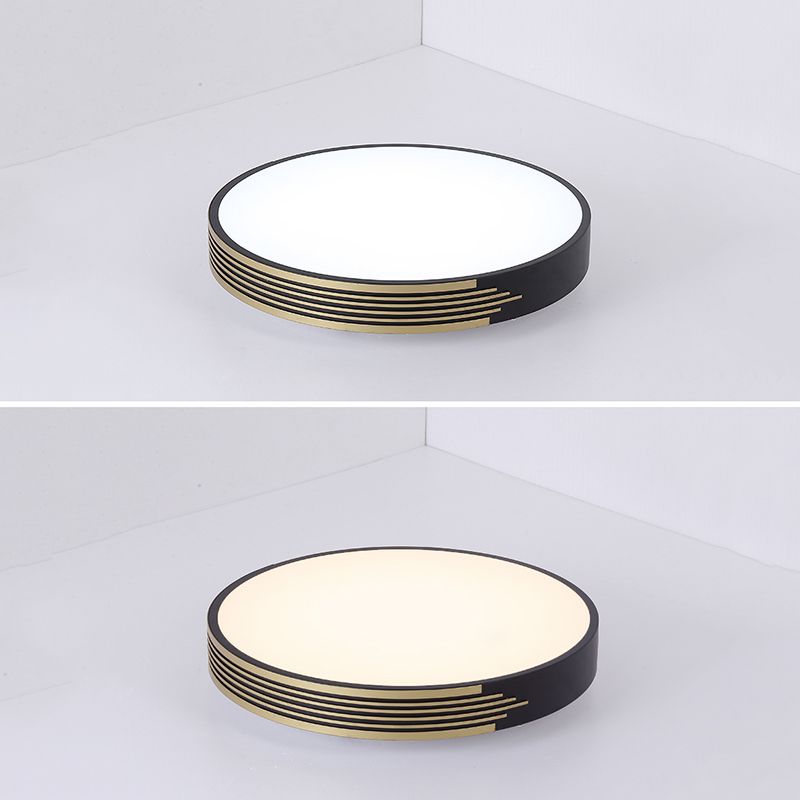 1-flammige, schwarze, bündige Deckenleuchte, runde, moderne Aluminium-Unterputzleuchte