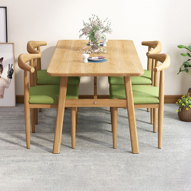 Rectangle Contemporary MDF Dining Room Set Standard Height Dining Furniture Set with Trestle Base