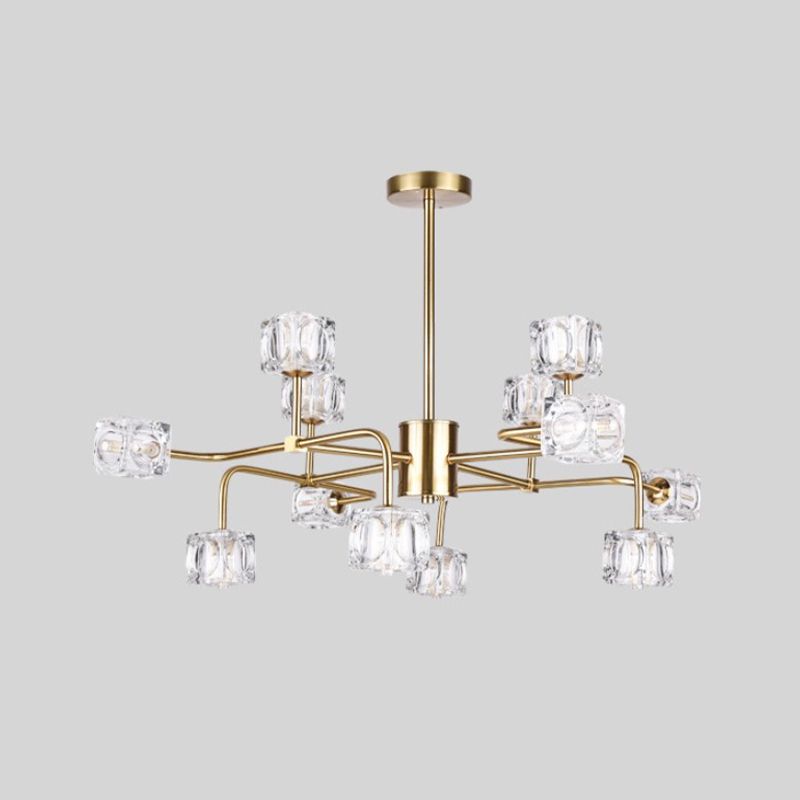 Nordic Multi Head Chandelier Light Fixtures Glass Gold Hanging Chandelier for Restaurant