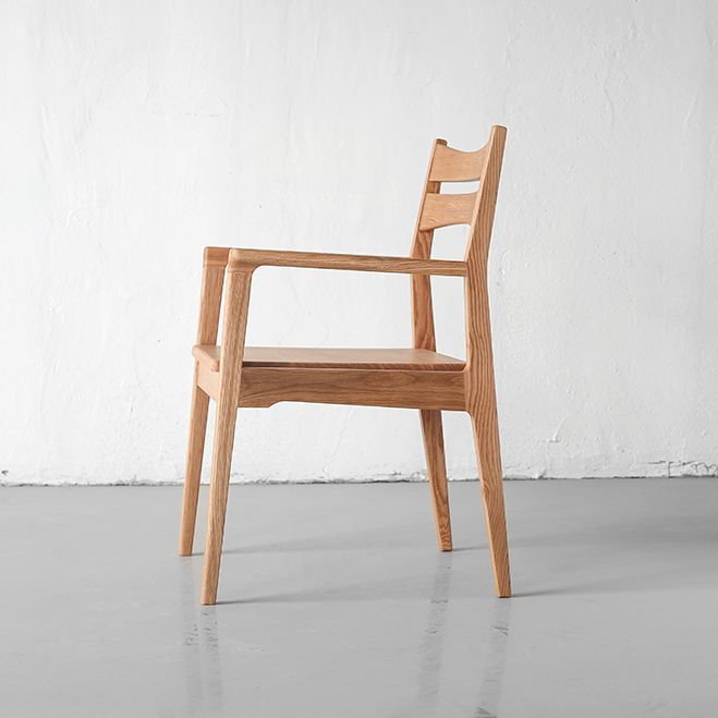 Modern Style Dining Chair Wooden Open Back Arm Chair for Living Room