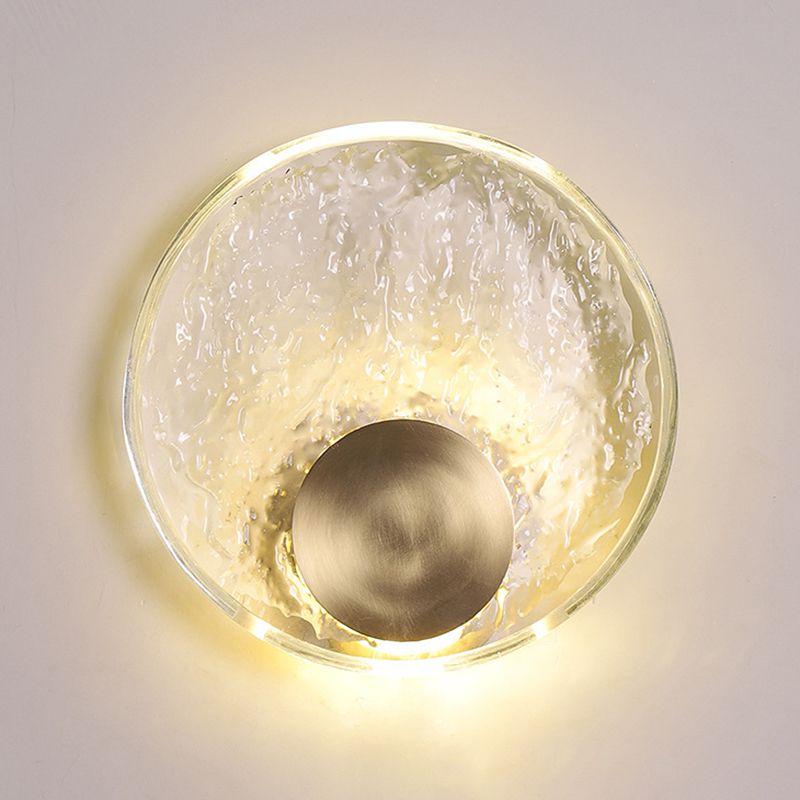 Modern Metal Wall Sconce Circle Shape Wall Light with Crystal Shade for Bedroom