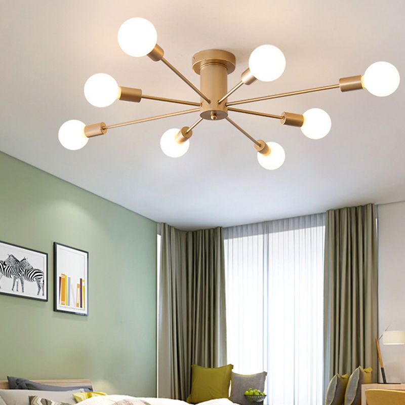 Industrial Style Iron Ceiling Light with Glass Shade for Bedroom