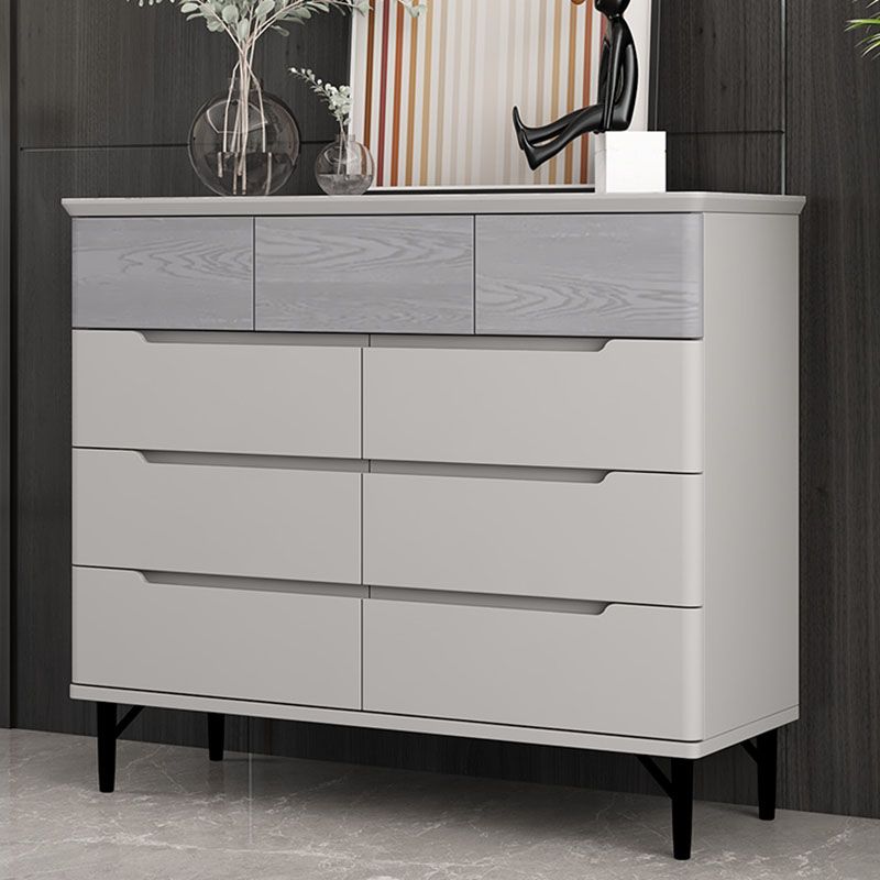 Contemporary Bedroom Chest Wooden Storage Chest in Gray with Drawers