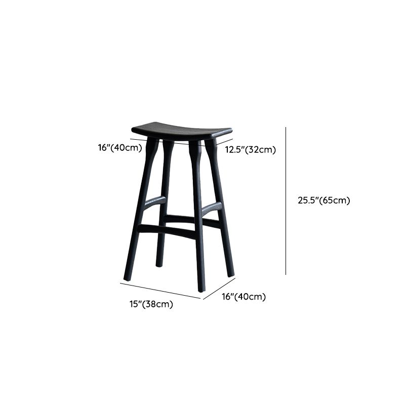 Modern Style Counter Stool Black Solid Wood Bar Stool for Indoor