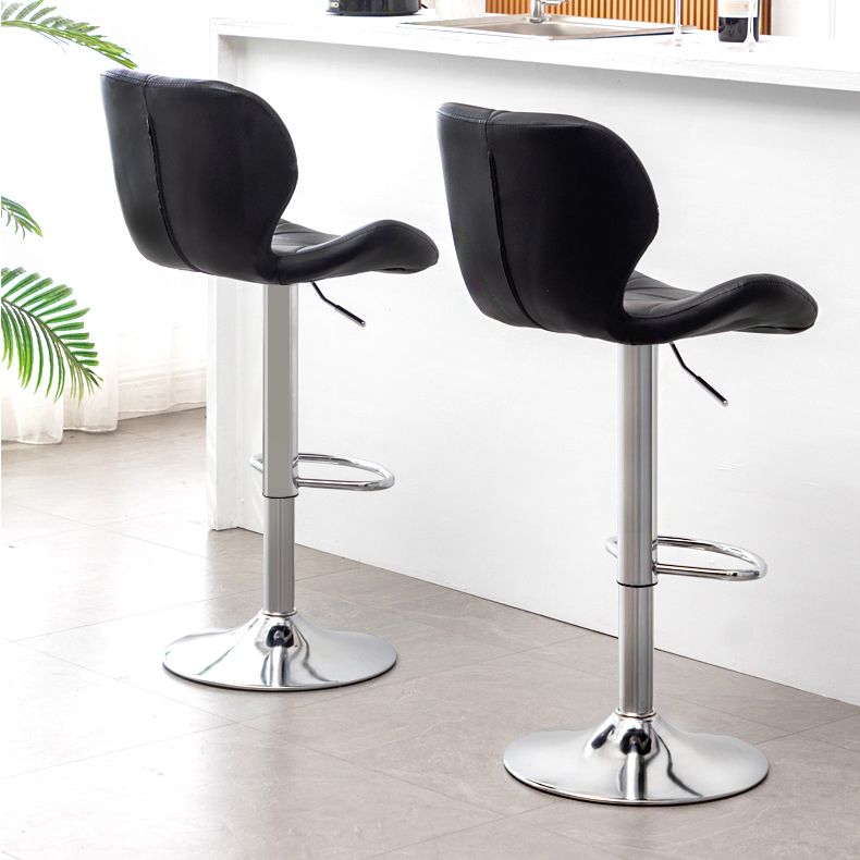 Scandinavian Metal Barstool Faux Leather Footrest Adjustable Counter Stool