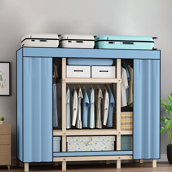 Contemporary Style Wardrobe Pine Solid Wood 1-Door Wardrobe Closet for Bedroom