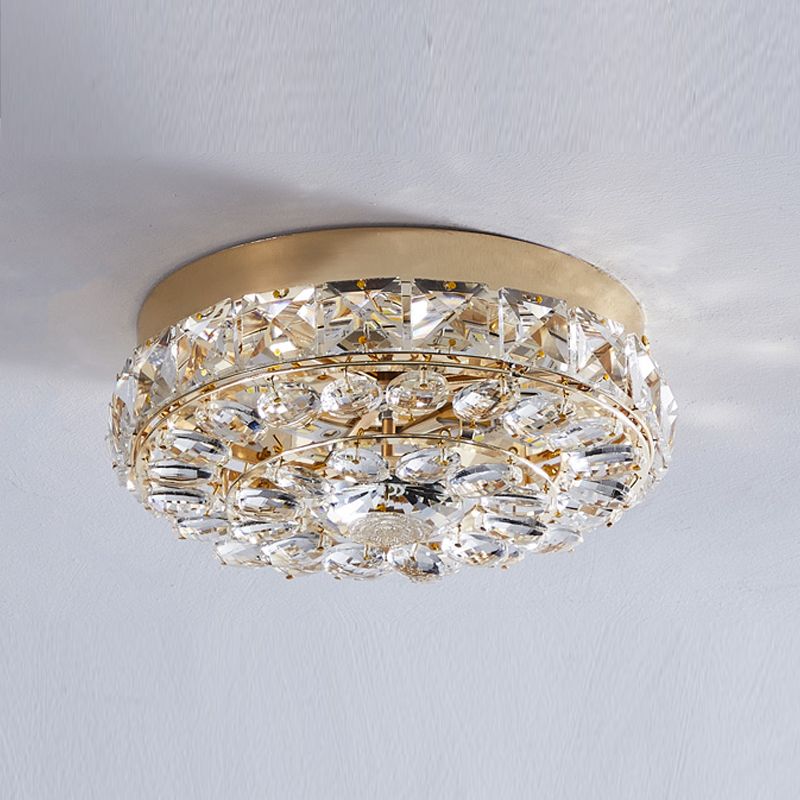 Modern Simple Style Ceiling Lamp Geometric Crystal Flush Mount with Hole 3-4.5'' Dia